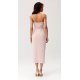 Rochie de vara cu floare, midi, roz pudra, mulata, MaribelR 3 - jojofashion.ro