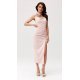 Rochie de vara cu floare, midi, roz pudra, mulata, MaribelR 4 - jojofashion.ro