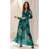 Rochie de vara lunga din voal verde vaporoasa cu maneca lunga Anamaria