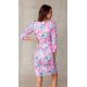 Rochie de vara roz cu flori multicolore mulata Illona 3 - jojofashion.ro