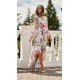 Rochie din voal lunga ecru cu flori mari vaporoasa cu maneca lunga Sureya 2 - jojofashion.ro