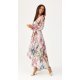 Rochie din voal lunga ecru cu flori mari vaporoasa cu maneca lunga Sureya 3 - jojofashion.ro
