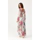 Rochie din voal lunga ecru cu flori mari vaporoasa cu maneca lunga Sureya 4 - jojofashion.ro