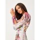Rochie din voal lunga ecru cu flori mari vaporoasa cu maneca lunga Sureya 5 - jojofashion.ro