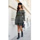 Rochie scurta kaki cu volane suprapuse maneca lunga si umeri goi Gianna 4 - jojofashion.ro
