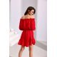 Rochie rosie scurta cu volane si umeri goi Hilda 3 - jojofashion.ro