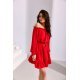 Rochie rosie scurta cu volane si umeri goi Hilda 4 - jojofashion.ro