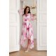 Rochie din chiffon ecru cu flori roz vaporoasa cu maneca lunga Fiorella 2 - jojofashion.ro