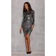 Rochie scurta mulata argintie din paiete cu maneca lunga Millane 4 - jojofashion.ro