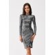 Rochie scurta mulata argintie din paiete cu maneca lunga Millane 5 - jojofashion.ro