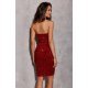 Rochie scurta rosie mulata din paiete cu umerii goi Behamin 3 - jojofashion.ro