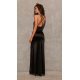 Rochie lunga neagra din satin Lamelia 3 - jojofashion.ro