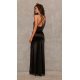 Rochie din satin lunga, neagra, crapata pe picior, petrecuta, Lamelia 3 - jojofashion.ro