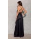 Rochie lunga neagra din satin mulata pe corp AlessandraR 3 - jojofashion.ro