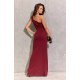 Rochie eleganta lunga, din brocard, burgundy, mulata, cu un umar gol, Elaisa 3 - jojofashion.ro