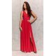 Rochie lunga rosie din brocard petrecuta Carminda 2 - jojofashion.ro