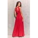 Rochie lunga rosie din brocard petrecuta Carminda 3 - jojofashion.ro