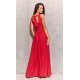 Rochie eleganta lunga, din brocard, rosie, petrecuta, Carminda 3 - jojofashion.ro