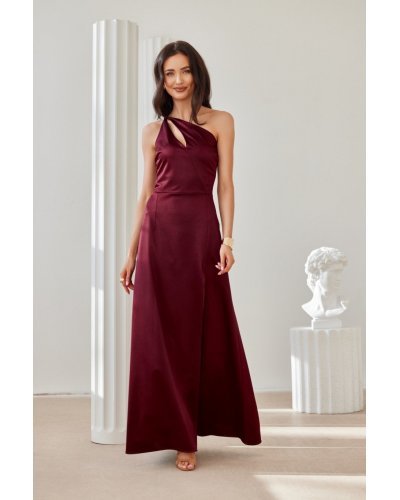 Rochie eleganta lunga din satin burgundy cu umerii goi MoanaR Rochii lungi, Rochie eleganta lunga din satin burgundy cu umerii goi MoanaR - jojofashion.ro