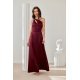 Rochie eleganta lunga din satin burgundy cu umerii goi MoanaR 2 - jojofashion.ro