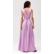Rochie eleganta lunga, din satin, lila, cu floare in talie, PalomaR 3 - jojofashion.ro