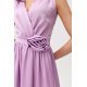 Rochie eleganta lunga, din satin, lila, cu floare in talie, PalomaR 5 - jojofashion.ro