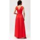 Rochie eleganta lunga, din satin, rosie, cu floare in talie, PalomaR 3 - jojofashion.ro