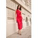 Rochie eleganta lunga, din satin, rosie, mulata, cu un umar gol, Lamia 2 - jojofashion.ro