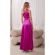 Rochie lunga din satin roz fucsia cu un umar gol Inez 4 - jojofashion.ro