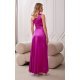 Rochie eleganta lunga, din satin, roz fucsia, cu un umar gol, Inez 4 - jojofashion.ro