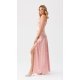 Rochie lunga din satin roz pal cu un umar gol Inez 4 - jojofashion.ro