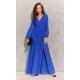 Rochie lunga albastra din voal chiffon vaporoasa cu maneca lunga Stella 4 - jojofashion.ro