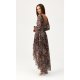 Rochie din voal lunga animal print cu maneca lunga vaporoasa Sureya 3 - jojofashion.ro