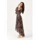 Rochie din voal lunga animal print cu maneca lunga vaporoasa Sureya 4 - jojofashion.ro