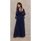 Rochie lunga din voal chiffon bleumarin vaporoasa cu maneca lunga Stella 3 - jojofashion.ro