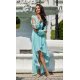 Rochie lunga eleganta din voal menta vaporoasa cu maneca lunga Jessica 2 - jojofashion.ro