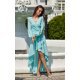 Rochie lunga eleganta din voal menta vaporoasa cu maneca lunga Jessica 3 - jojofashion.ro