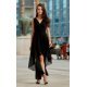 Rochie eleganta lunga, din voal, neagra, asimetrica, vaporoasa, petrecuta, Fiona 2 - jojofashion.ro