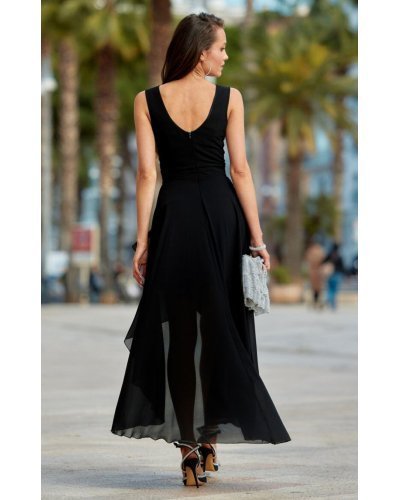 Rochie eleganta neagra din voal vaporoasa Fiona Rochii, Rochie eleganta neagra din voal vaporoasa Fiona - jojofashion.ro
