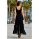 Rochie eleganta lunga, din voal, neagra, asimetrica, vaporoasa, petrecuta, Fiona 3 - jojofashion.ro