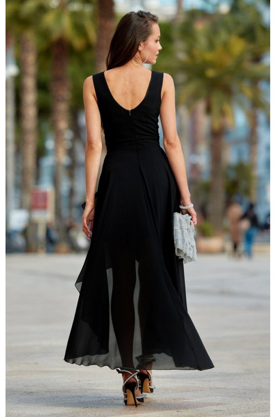 Rochie eleganta neagra din voal vaporoasa Fiona 2 - jojofashion.ro