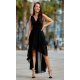 Rochie eleganta lunga, din voal, neagra, asimetrica, vaporoasa, petrecuta, Fiona 4 - jojofashion.ro