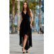 Rochie eleganta lunga, din voal, neagra, asimetrica, vaporoasa, petrecuta, Fiona 5 - jojofashion.ro