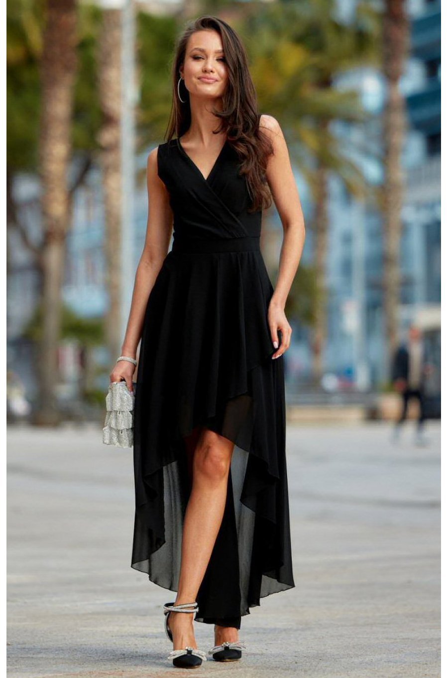 Rochie eleganta neagra din voal vaporoasa Fiona 4 - jojofashion.ro