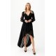 Rochie lunga neagra din voal cu maneca lunga vaporoasa Jessica 5 - jojofashion.ro