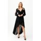 Rochie eleganta lunga, din voal, neagra, petrecuta, asimetrica, cu maneca lunga, Jessica 5 - jojofashion.ro