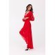Rochie lunga rosie din voal vaporoasa cu maneca lunga Jessica 5 - jojofashion.ro