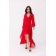 Rochie lunga rosie din voal vaporoasa cu maneca lunga Jessica 6 - jojofashion.ro
