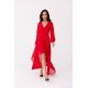 Rochie eleganta lunga, din voal, rosie, cu maneca lunga, vaporoasa, asimetrica, Jessica 6 - jojofashion.ro