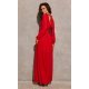 Rochie lunga rosie din voal chiffon vaporoasa cu maneca lunga Stella 3 - jojofashion.ro